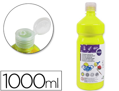 Témpera líquida Liderpapel escolar 1000ml. amarillo limón